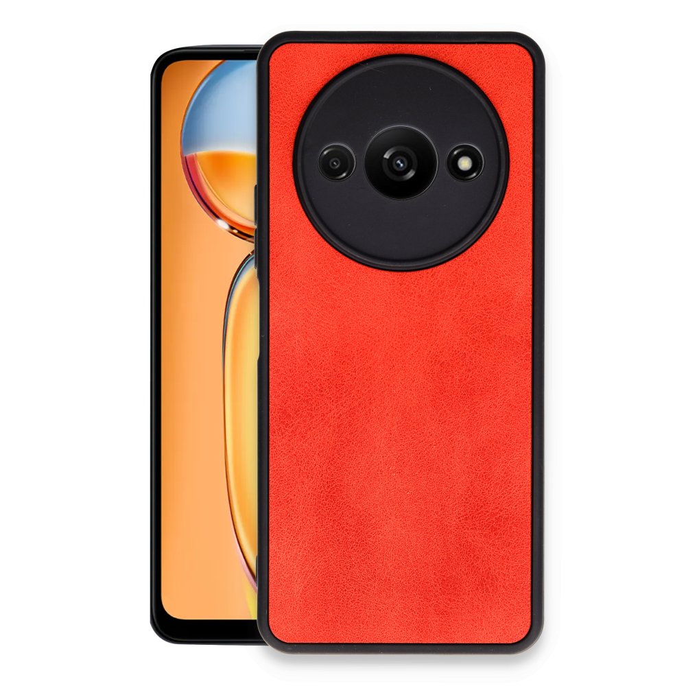 Redmi A3 4G Kılıf Aras Deri Kapak - Kırmızı