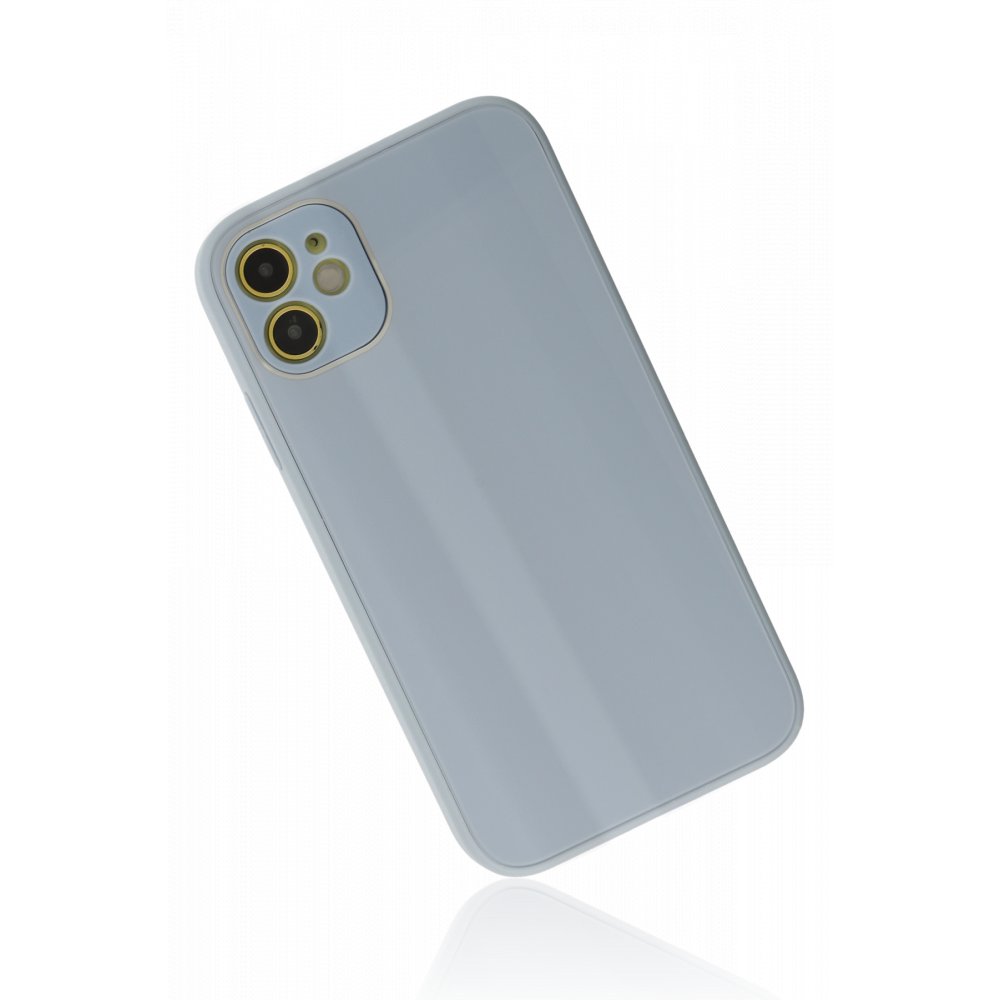 iPhone 12 Kılıf Glass Kapak - Sky Blue iPhone 12 Kılıf Glass Kapak - Sky Blue