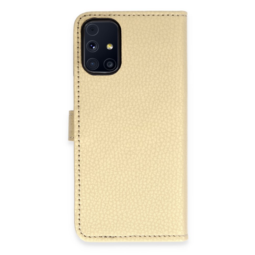  Samsung Galaxy M31S Kılıf Trend S Plus Kapaklı Kılıf - Gold