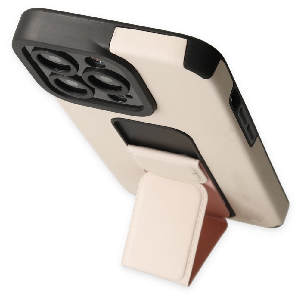  iPhone 13 Pro Max Kılıf Mega Standlı Silikon - Gold