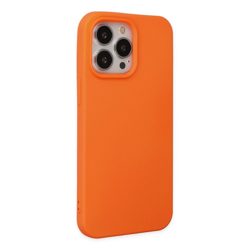  iPhone 14 Pro Max Kılıf Nano içi Kadife Silikon - Turuncu