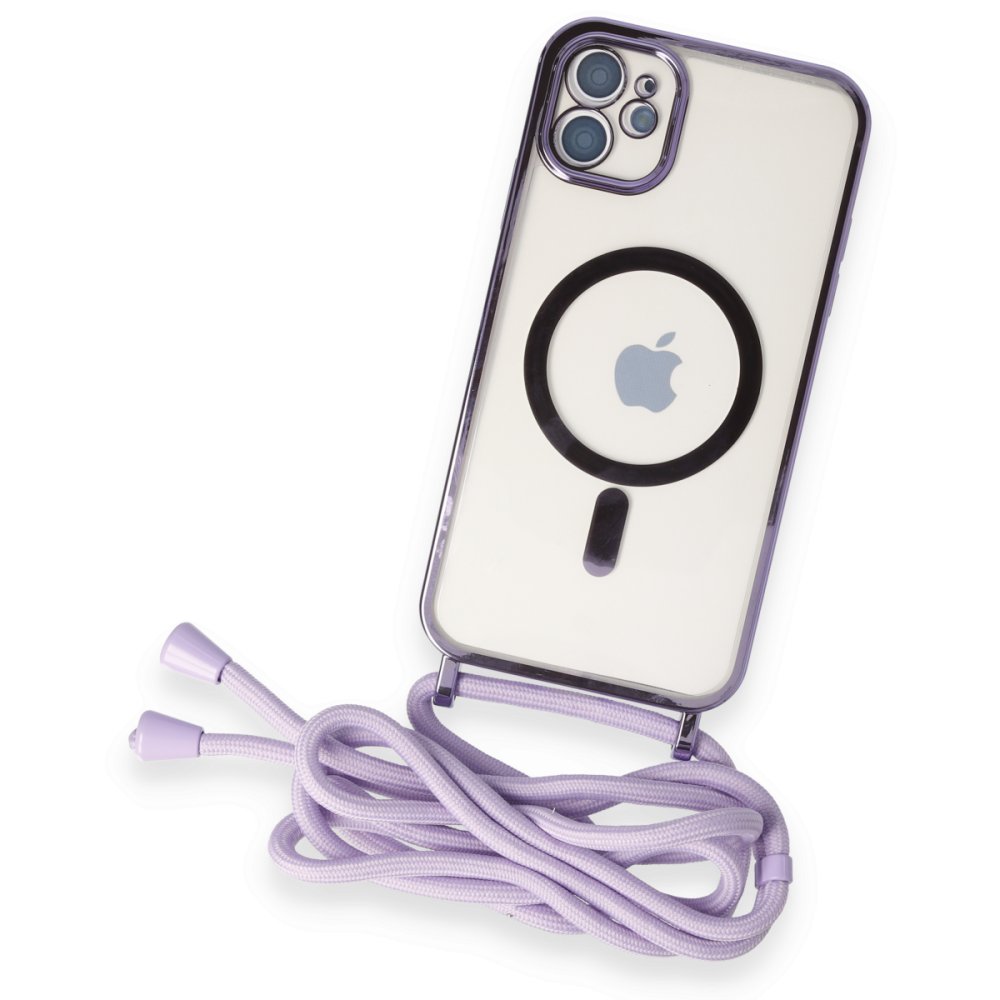 iPhone 11 Kılıf Divo Lazer Askılı Magsafe Kapak - Lila iPhone 11 Kılıf Divo Lazer Askılı Magsafe Kapak - Lila