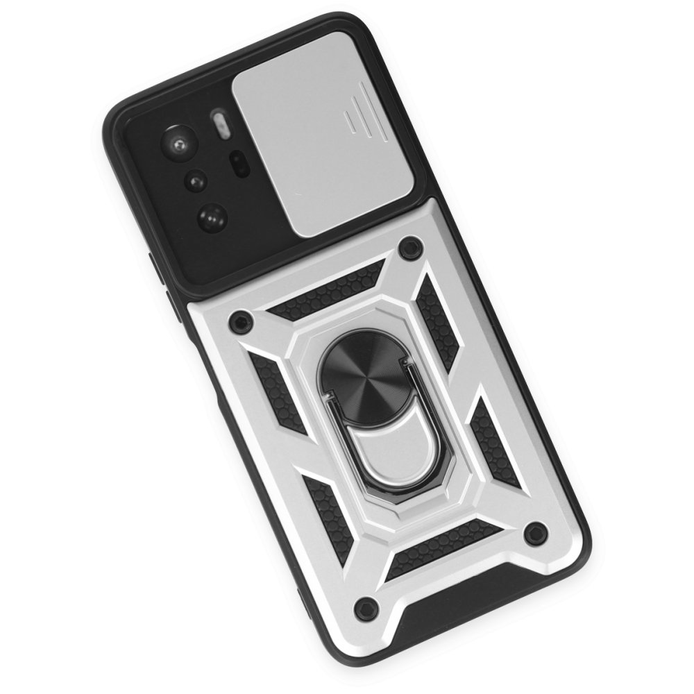  Xiaomi Poco X3 GT Kılıf Pars Lens Yüzüklü Silikon - Gümüş