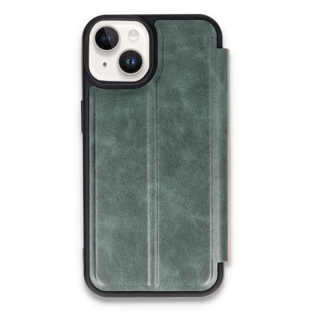  iPhone 14 Kılıf Flip Cover - Koyu Yeşil