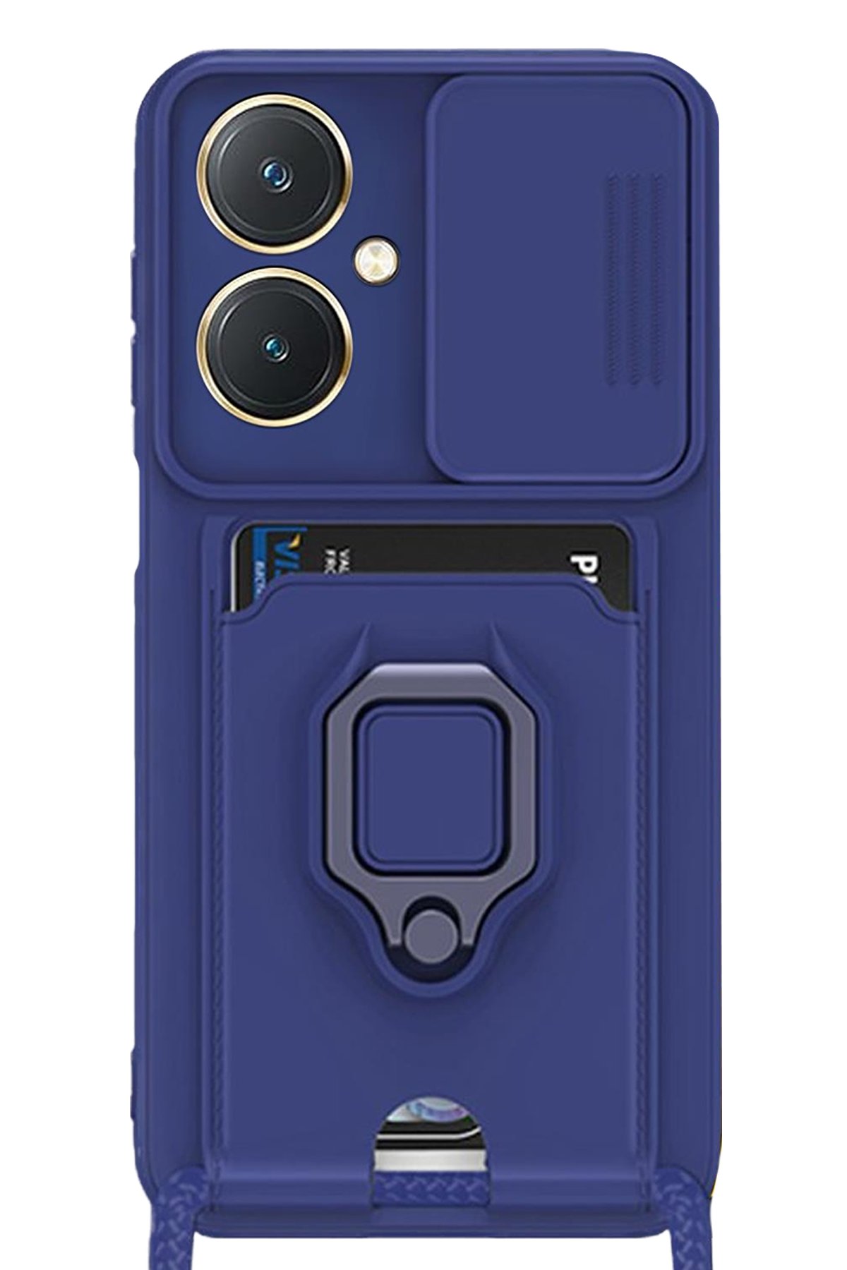  Vivo Y27 Kılıf Zuma Kartvizitli Yüzüklü Silikon - Lacivert