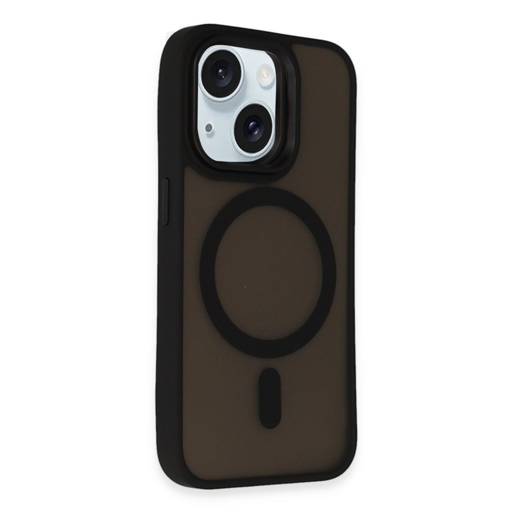  iPhone 15 Kılıf Oslo Magsafe Kapak - Siyah