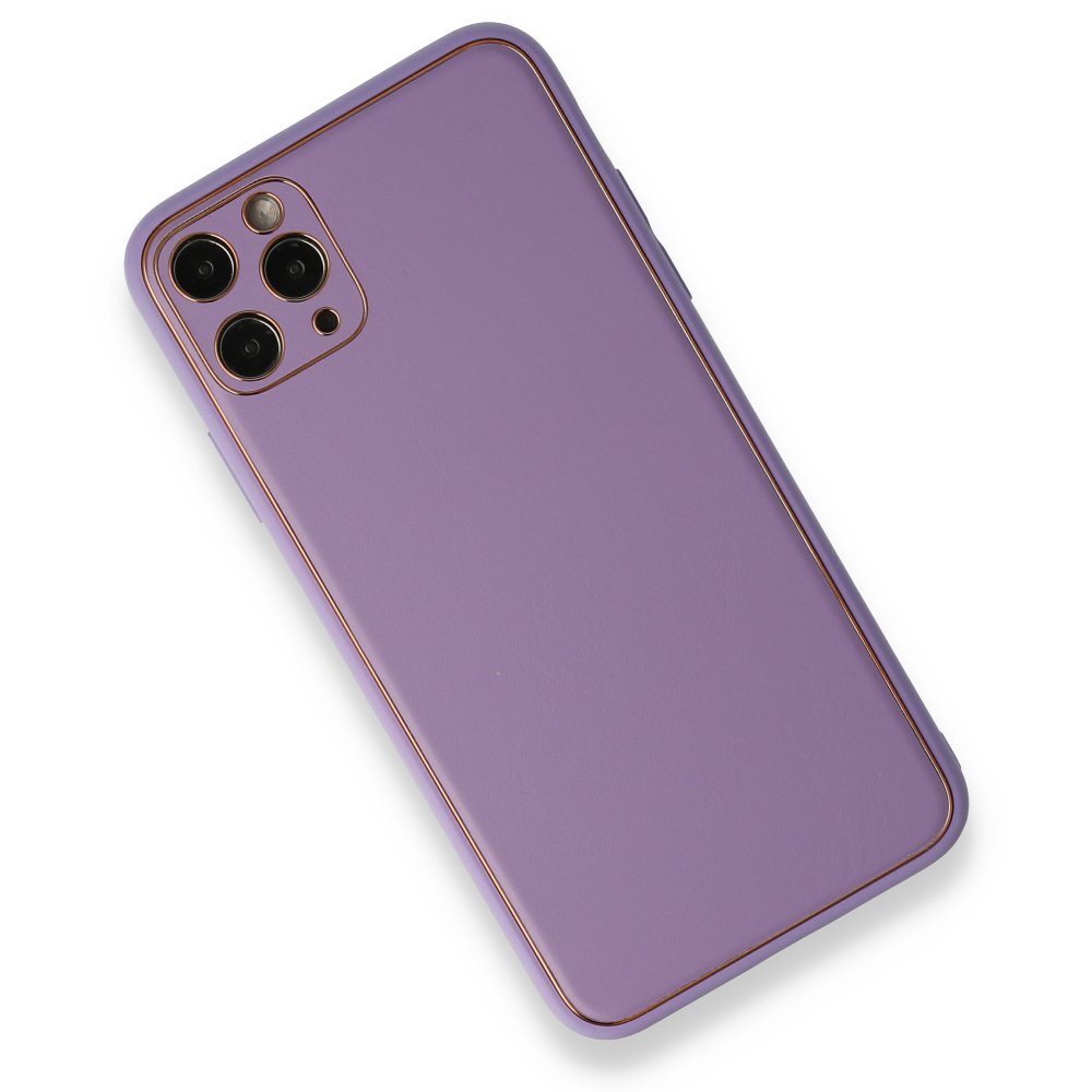 iPhone 11 Pro Max Kılıf Coco Deri Silikon Kapak - Lila iPhone 11 Pro Max Kılıf Coco Deri Silikon Kapak - Lila