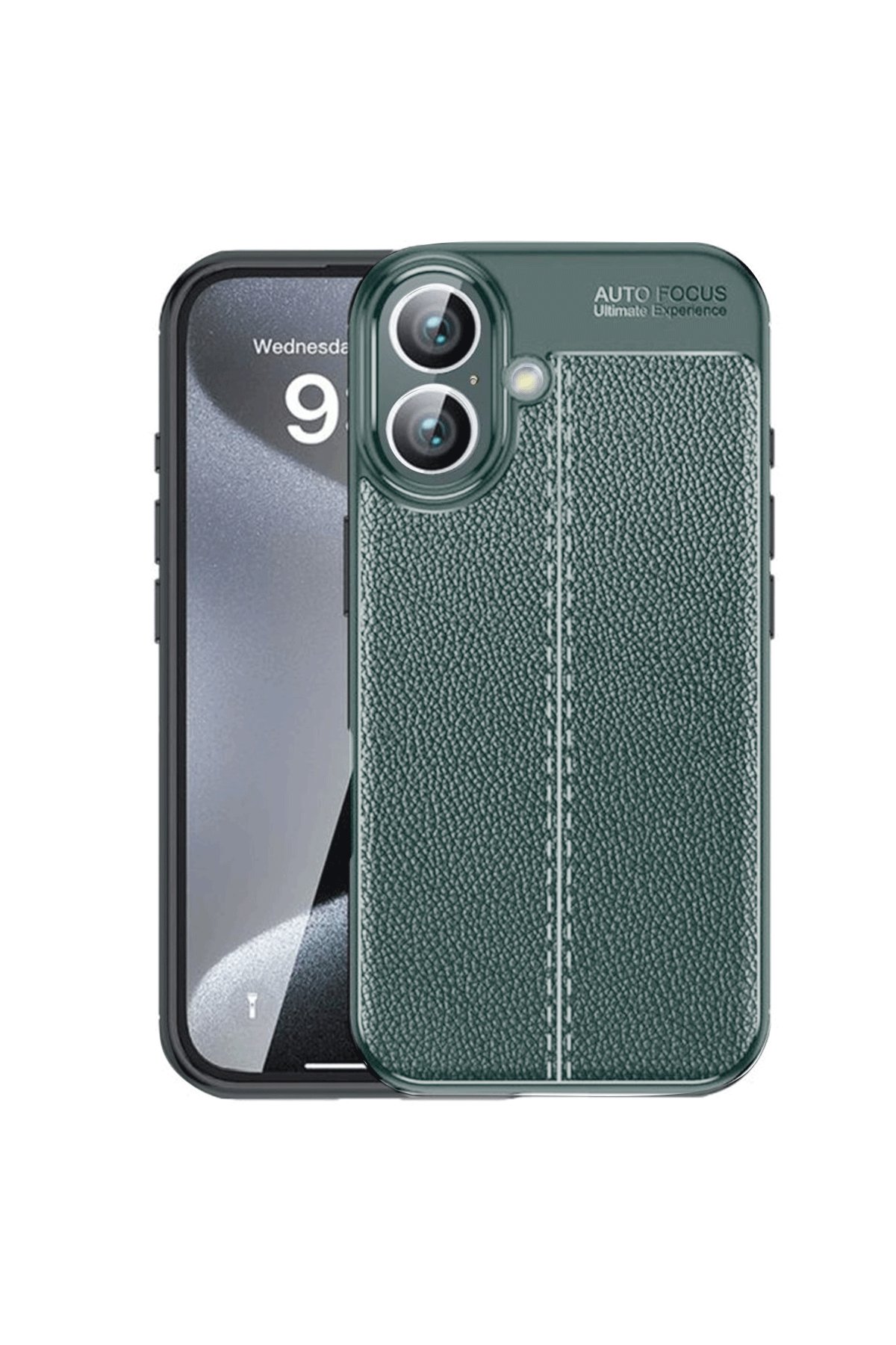 iPhone 16 Kılıf Auto Focus Kapak - Koyu Yeşil  iPhone 16 Kılıf Auto Focus Kapak - Koyu Yeşil