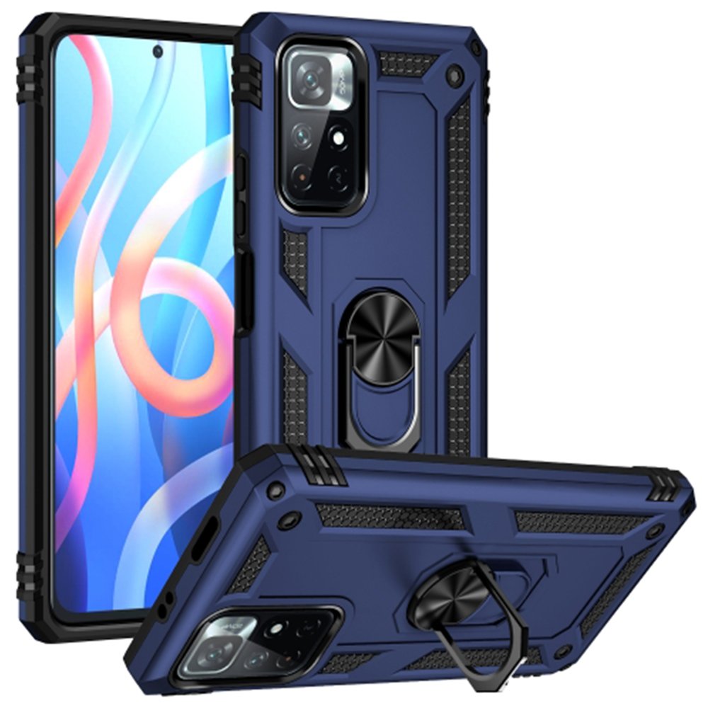  Xiaomi Poco M4 Pro 5G Kılıf Sofya Yüzüklü Silikon Kapak - Lacivert