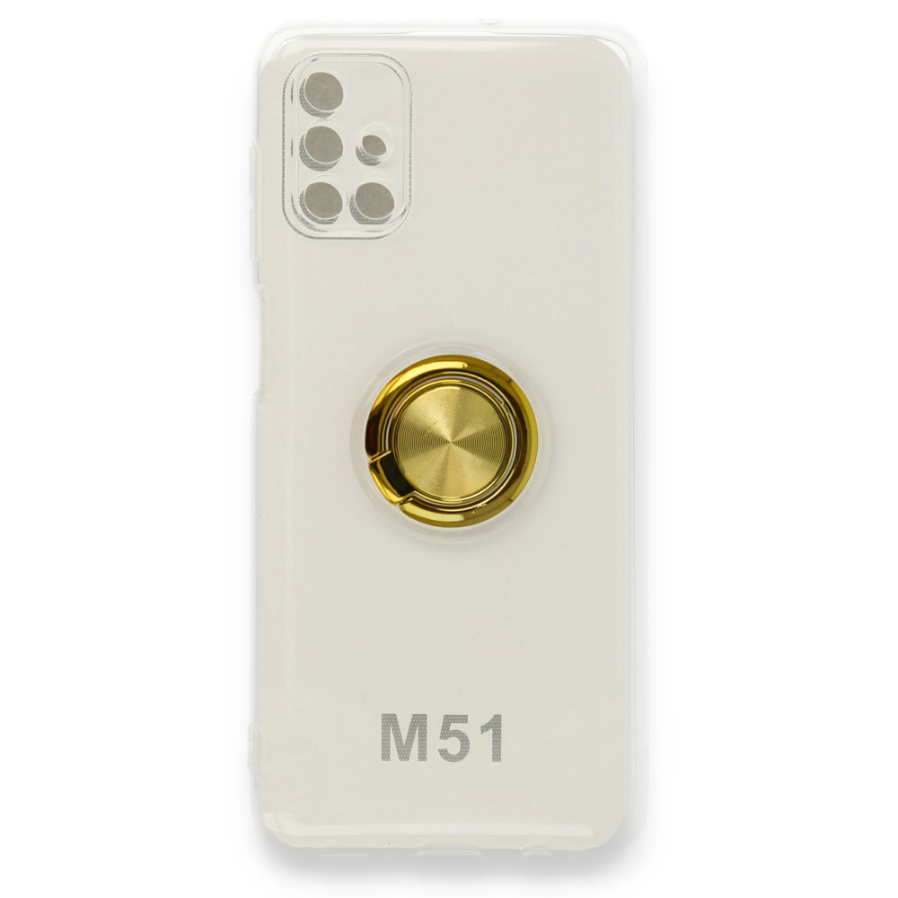  Samsung Galaxy M51 Kılıf Gros Yüzüklü Silikon - Gold