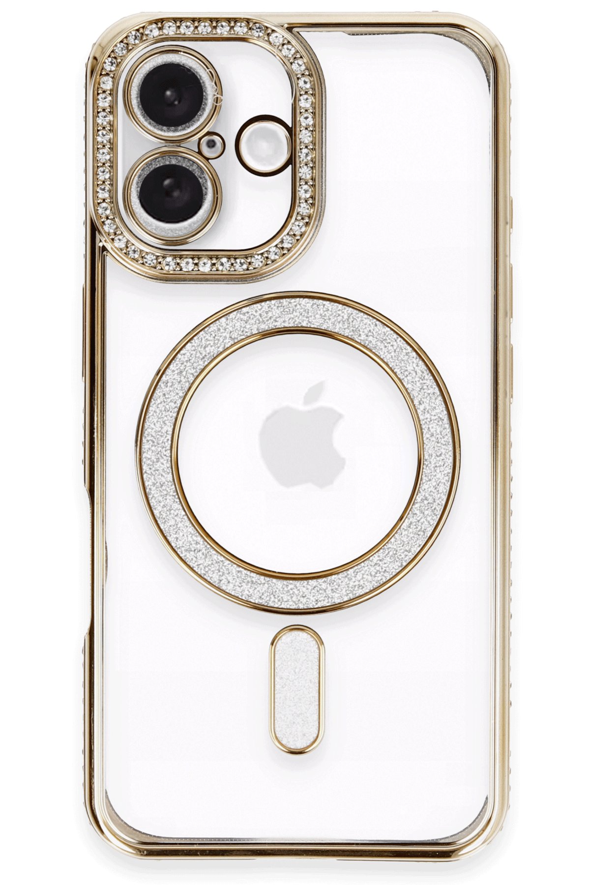  iPhone 16 Plus Kılıf Joke Simli Magneticsafe Kılıf - Gold