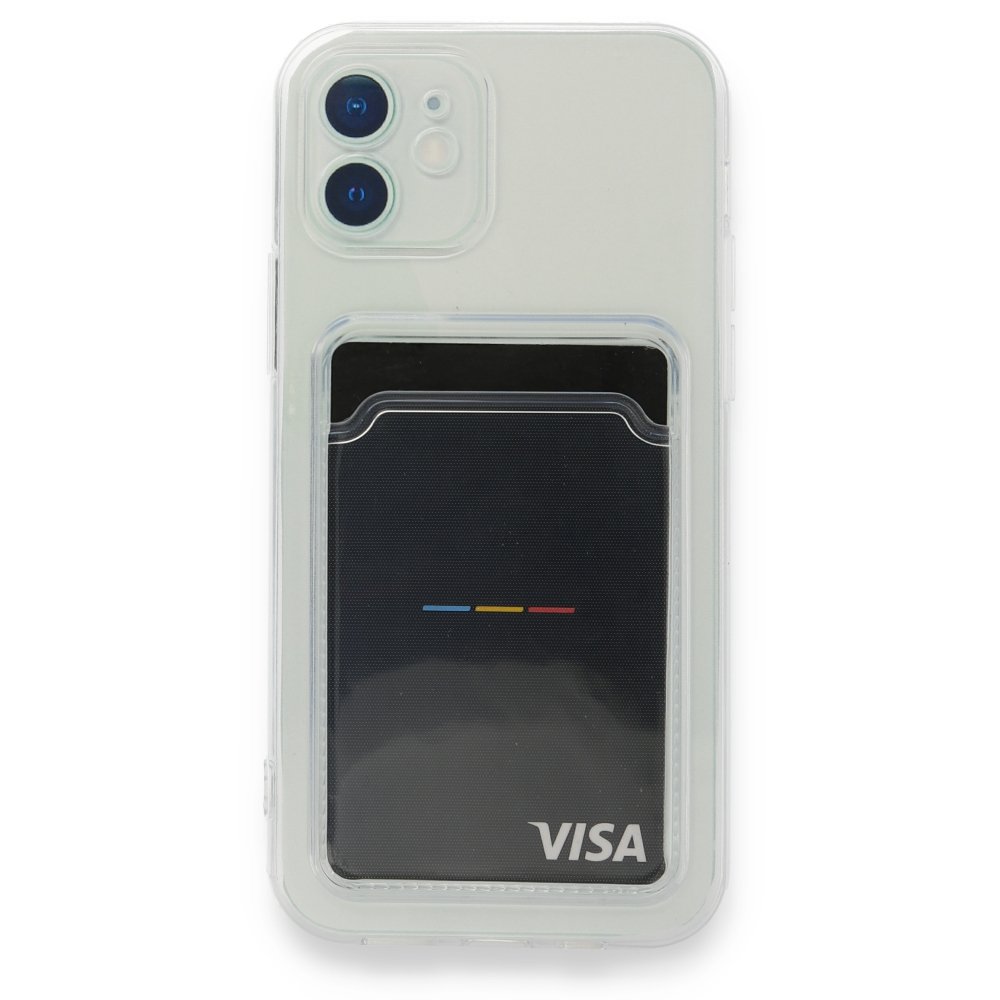 iPhone 12 Kılıf Kart Şeffaf Silikon - Şeffaf iPhone 12 Kılıf Kart Şeffaf Silikon - Şeffaf