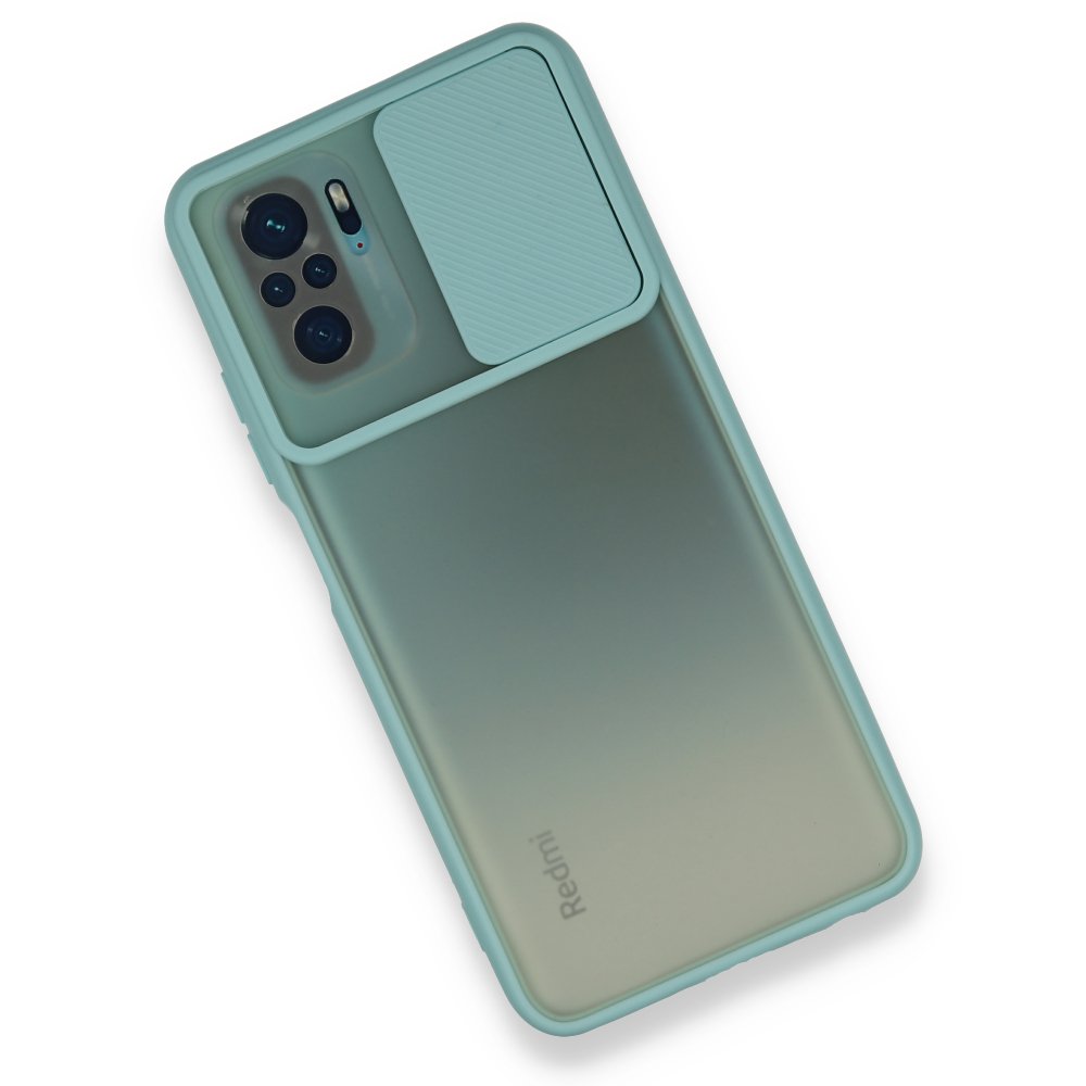 Redmi Note 10S Kılıf Palm Buzlu Kamera Sürgülü Silikon - Turkuaz