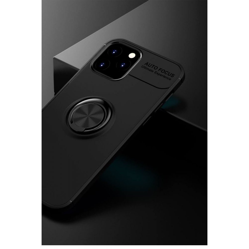  iPhone 12 Kılıf Range Yüzüklü Silikon - Siyah