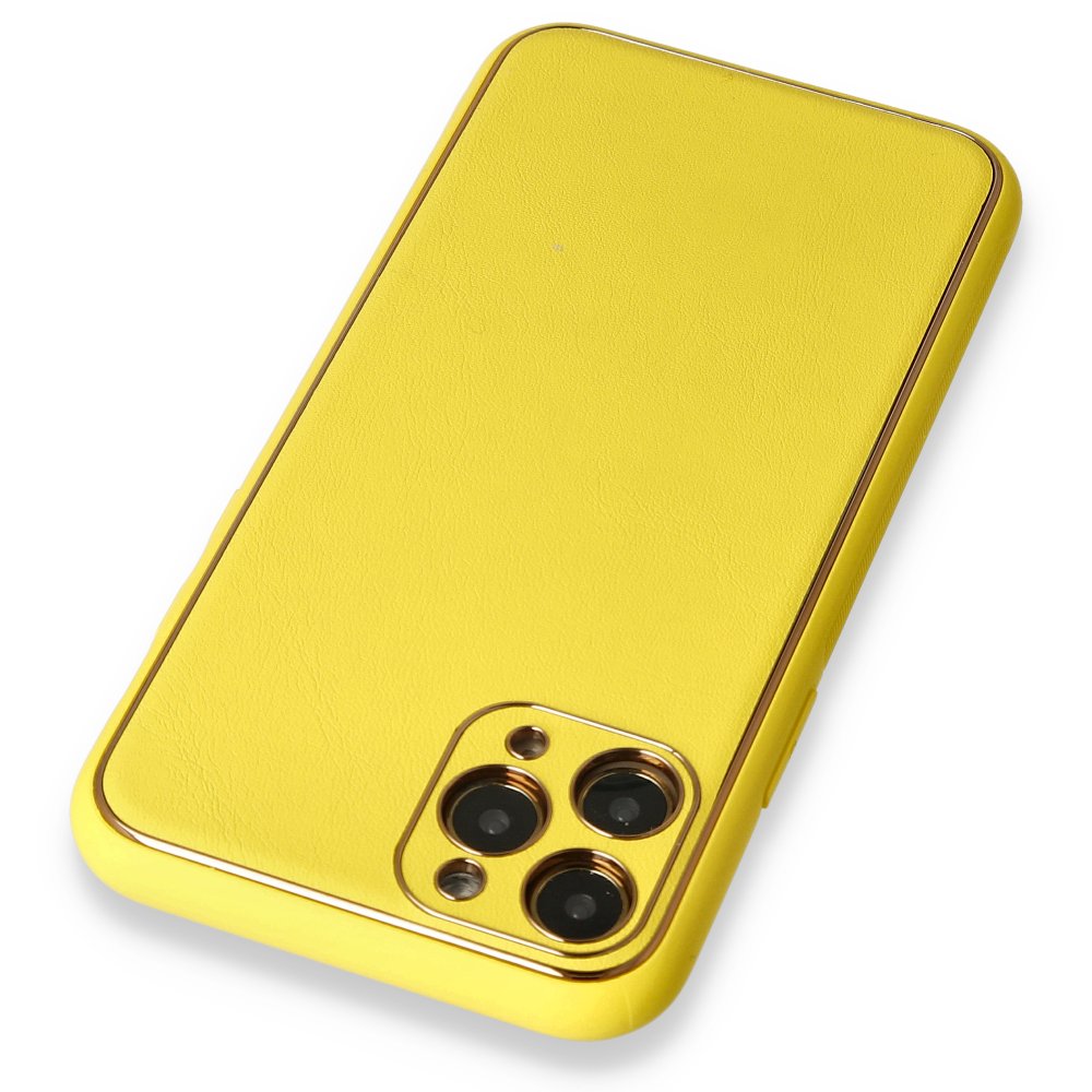 iPhone 11 Pro Kılıf Coco Deri Silikon Kapak - Sarı iPhone 11 Pro Kılıf Coco Deri Silikon Kapak - Sarı