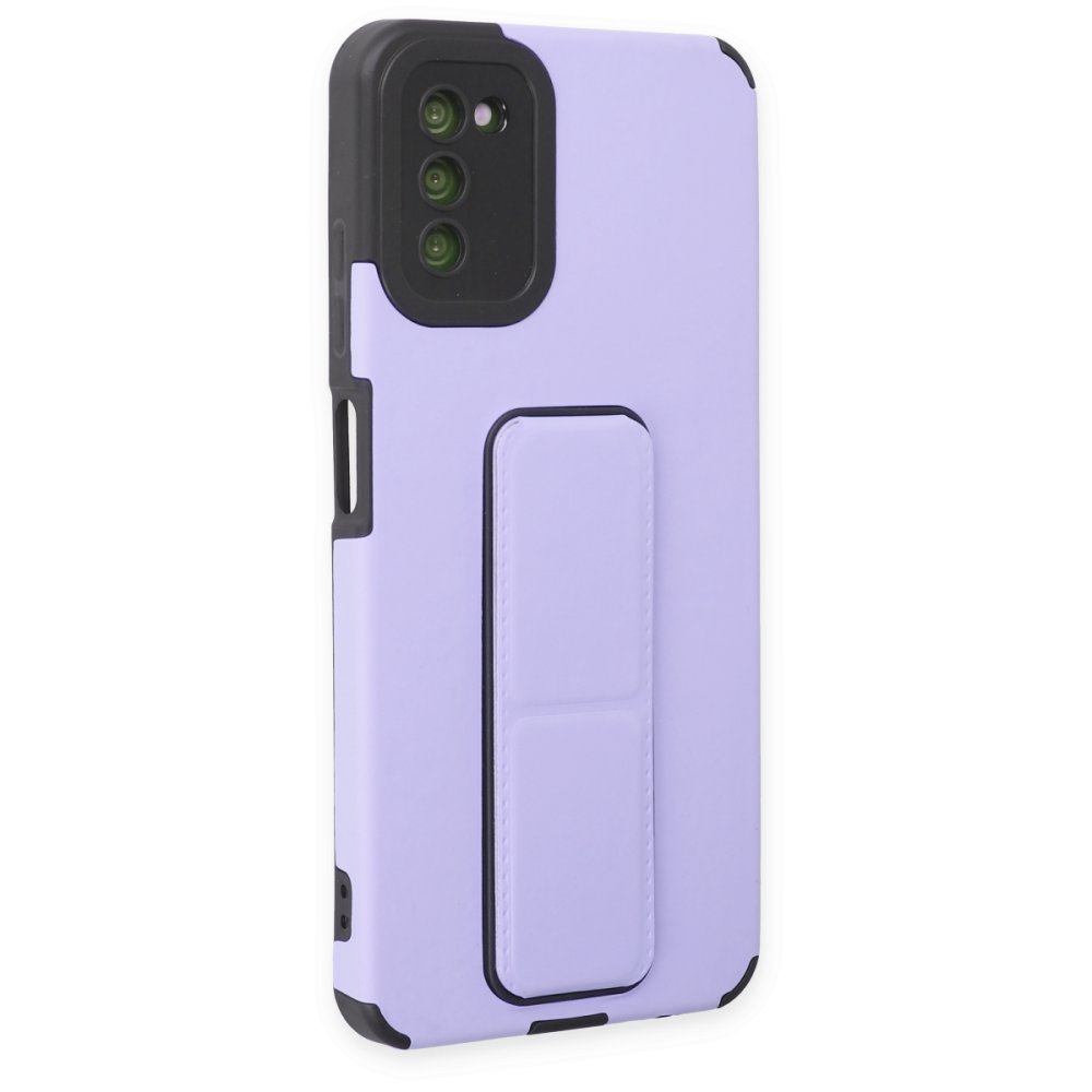  Samsung Galaxy A03S Kılıf Mega Standlı Silikon - Lila