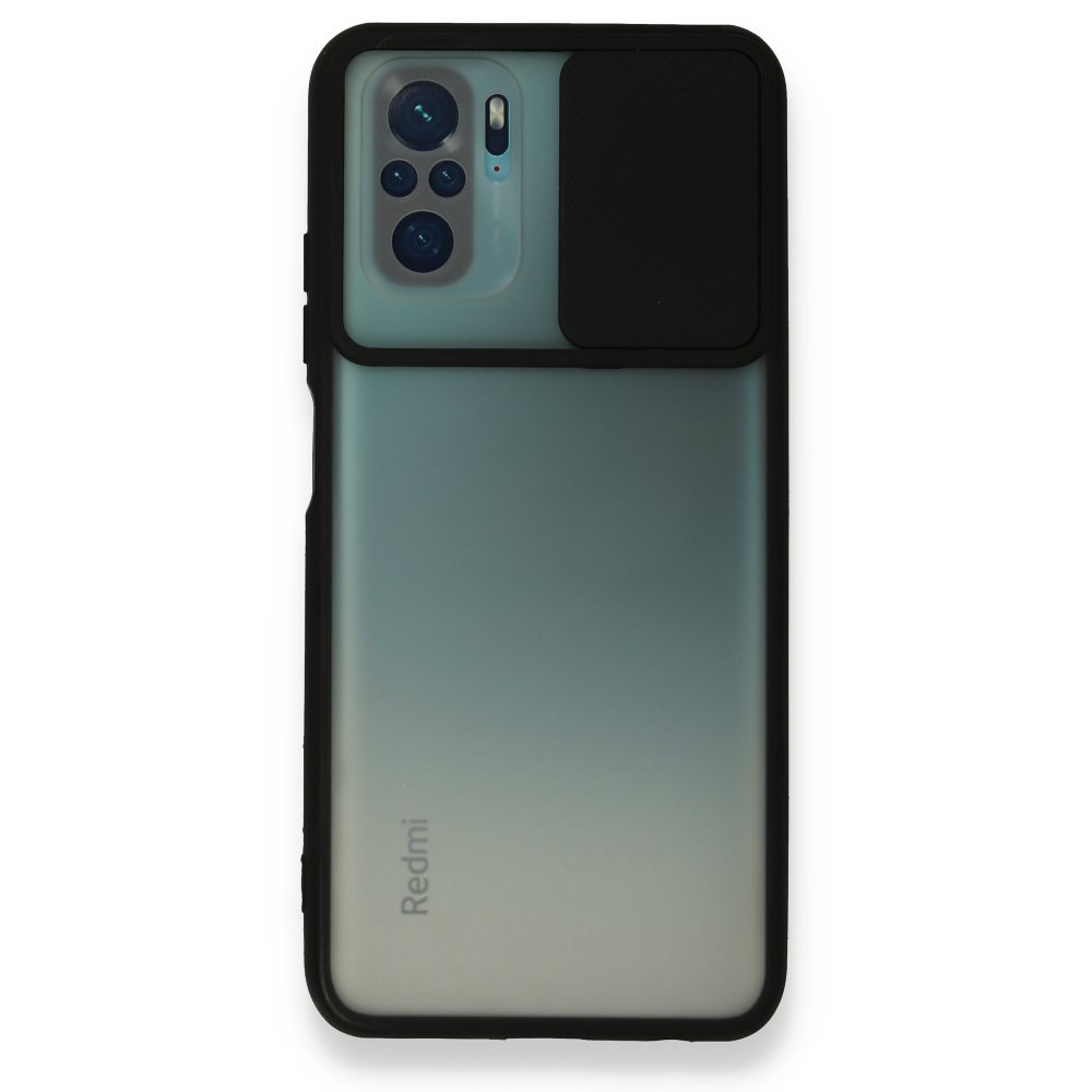 Redmi Note 10S Kılıf Palm Buzlu Kamera Sürgülü Silikon - Siyah