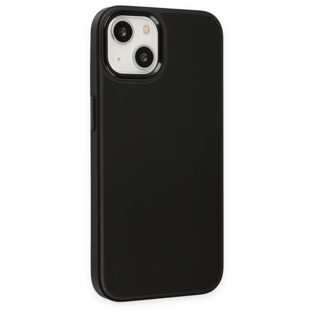  iPhone 14 Kılıf Asya Deri Silikon - Siyah