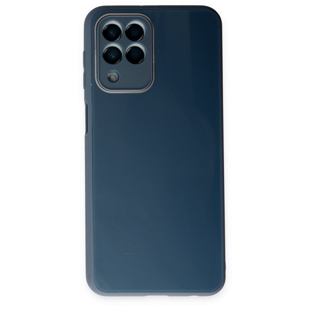  Samsung Galaxy M33 Kılıf Glass Kapak - Mavi