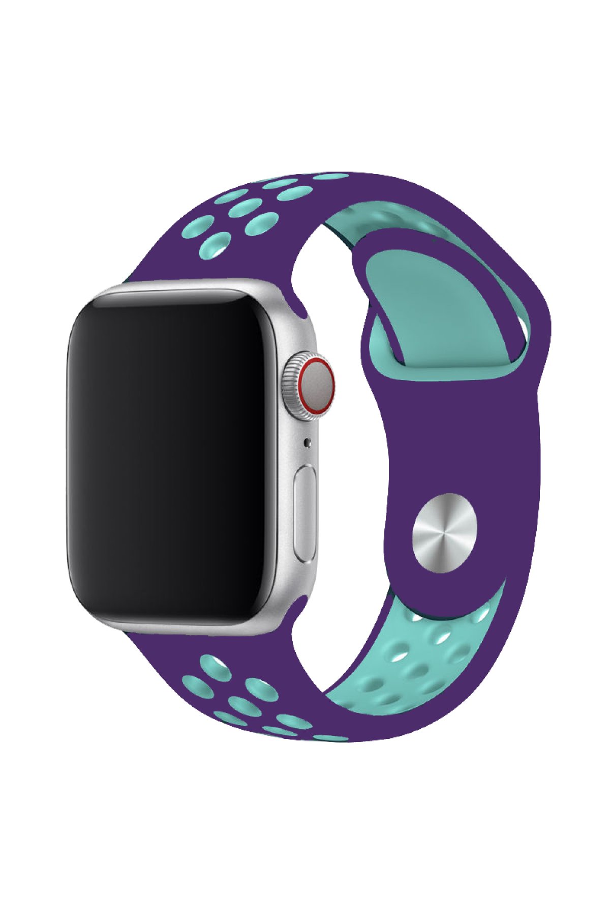 Apple Watch 41mm Spor Delikli Kordon - Mor-Yeşil Apple Watch 41mm Spor Delikli Kordon - Mor-Yeşil