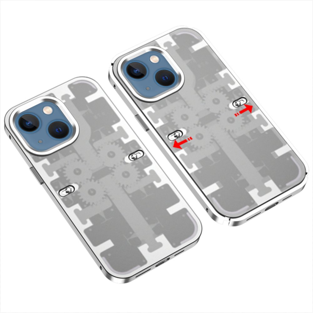  iPhone 14 Kılıf Mekanik Bumper Kapak - Gümüş