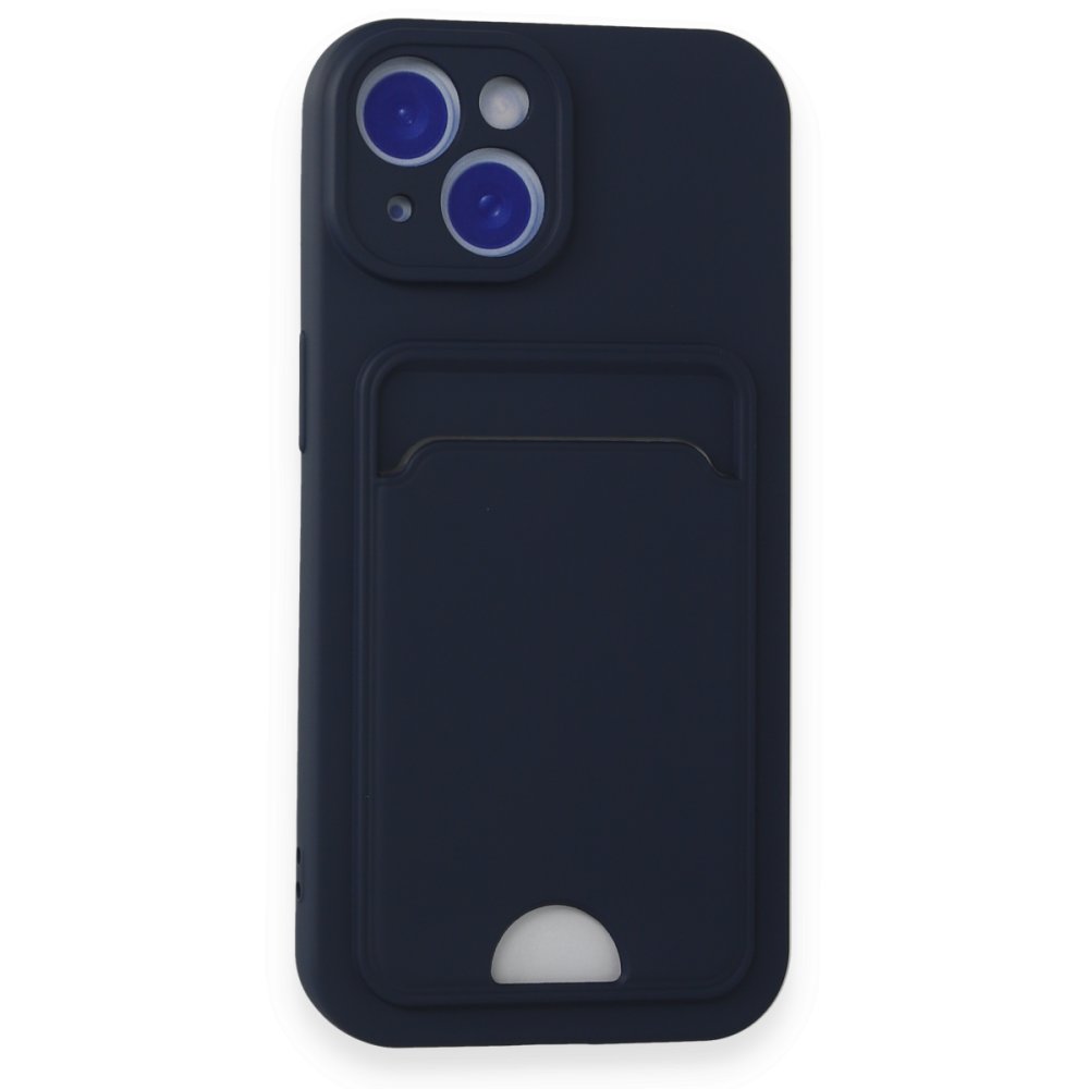  iPhone 14 Kılıf Kelvin Kartvizitli Silikon - Lacivert