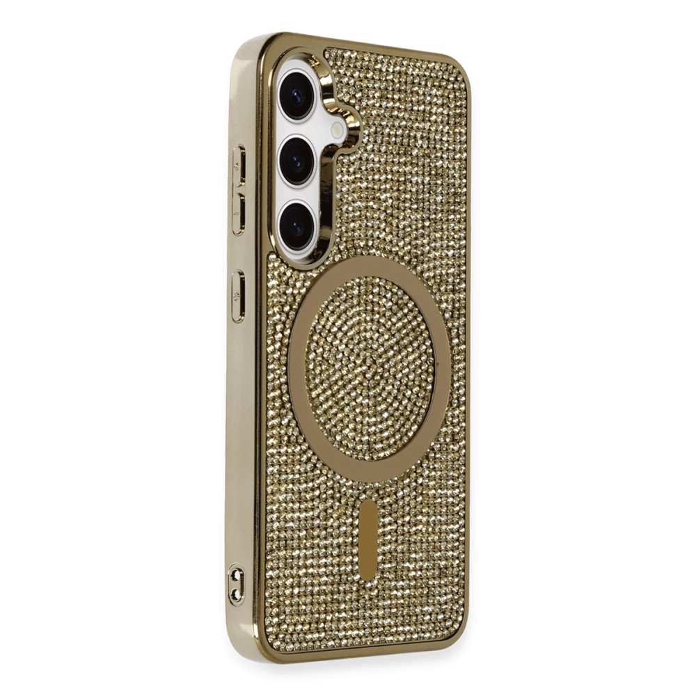  Samsung Galaxy S24 Kılıf Diamond Magsafe Kapak - Gold