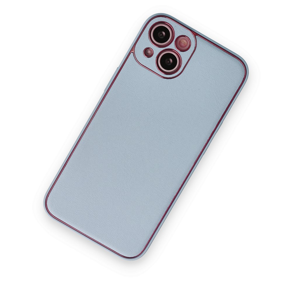  iPhone 14 Plus Kılıf Coco Deri Silikon Kapak - Sky Blue