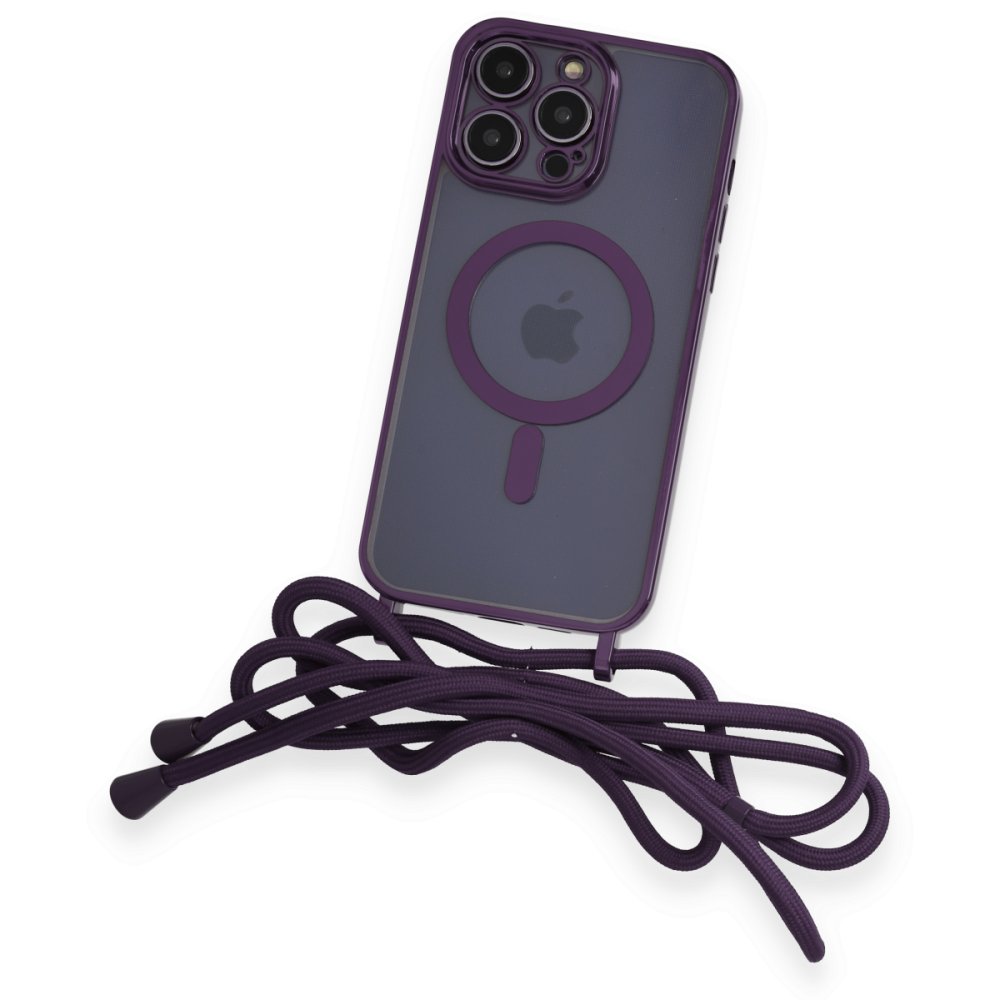 iPhone 13 Pro Kılıf Divo Lazer Askılı Magsafe Kapak - Derin Mor iPhone 13 Pro Kılıf Divo Lazer Askılı Magsafe Kapak - Derin Mor