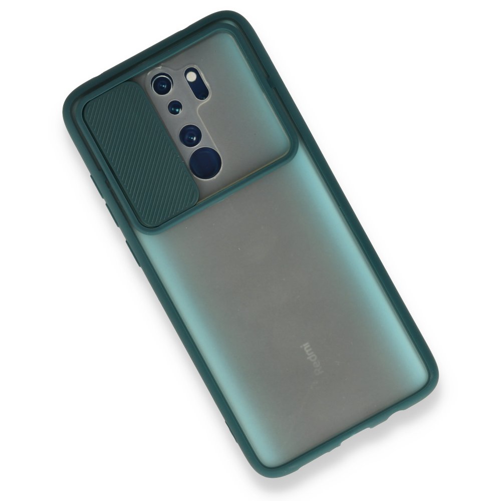 Redmi Note 8 Pro Kılıf Palm Buzlu Kamera Sürgülü Silikon - Yeşil