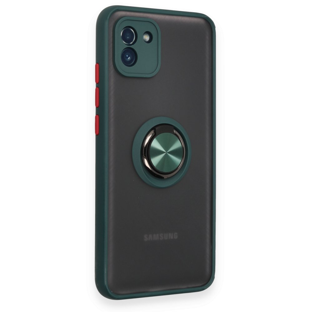  Samsung Galaxy A03 Kılıf Montreal Yüzüklü Silikon Kapak - Yeşil