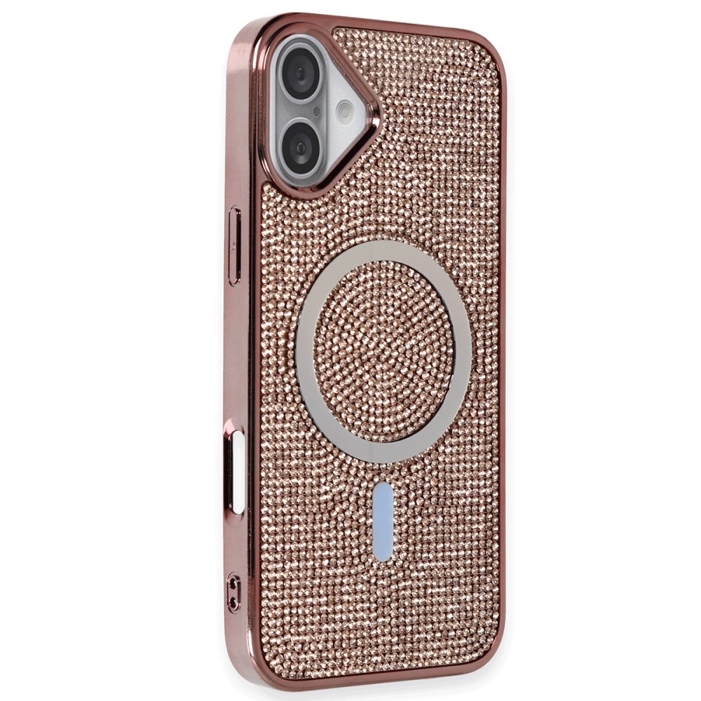 iPhone 16 Plus Kılıf Diamond Magsafe Kapak - Pembe  iPhone 16 Plus Kılıf Diamond Magsafe Kapak - Pembe