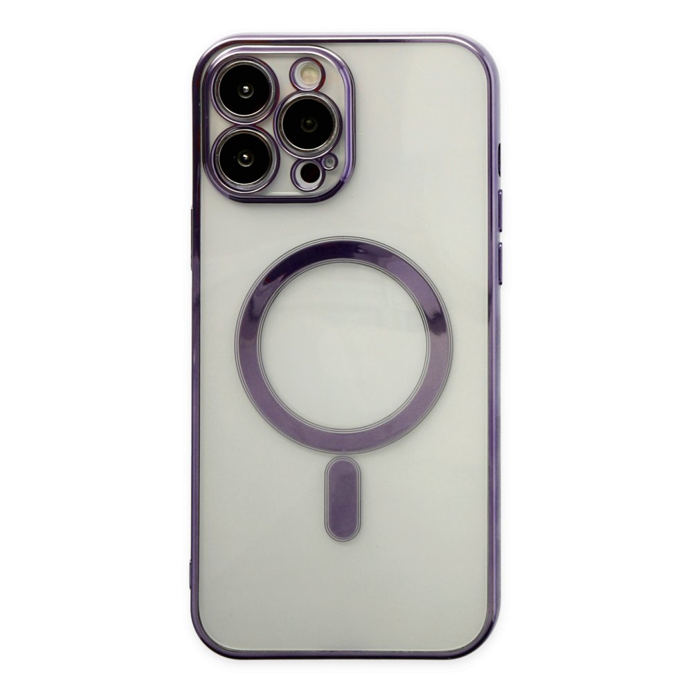  iPhone 14 Pro Kılıf Magneticsafe Lazer Silikon - Mor