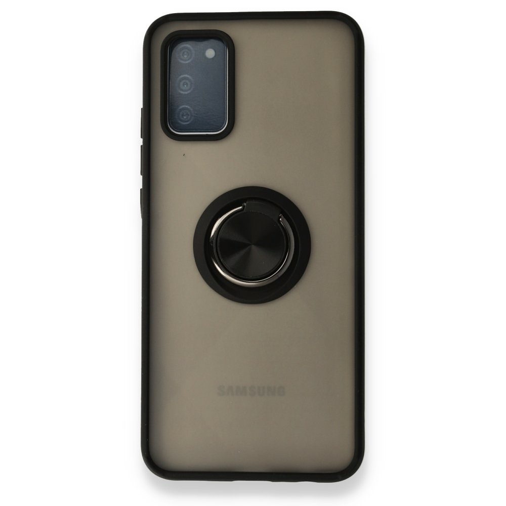  Samsung Galaxy A02S Kılıf Montreal Yüzüklü Silikon Kapak - Siyah
