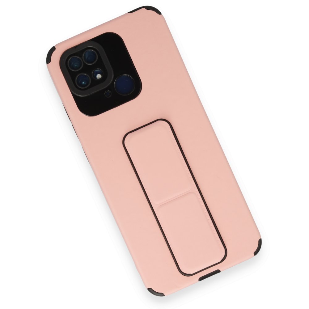 Xiaomi Poco C40 Kılıf Mega Standlı Silikon - Pudra Xiaomi Poco C40 Kılıf Mega Standlı Silikon - Pudra