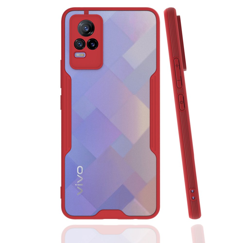  Vivo V21e Kılıf Platin Silikon - Kırmızı