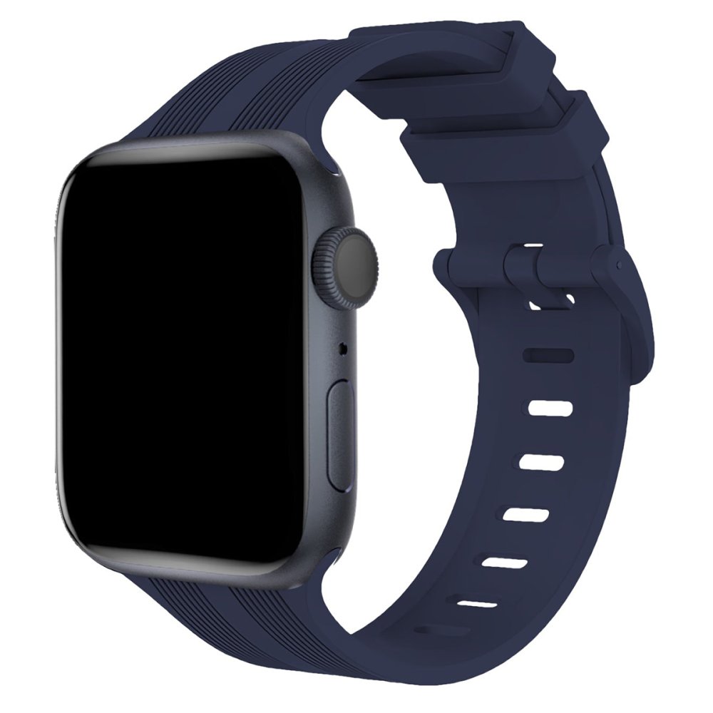  Apple Watch 40mm KR408 Çizgili Silikon Kordon - Lacivert