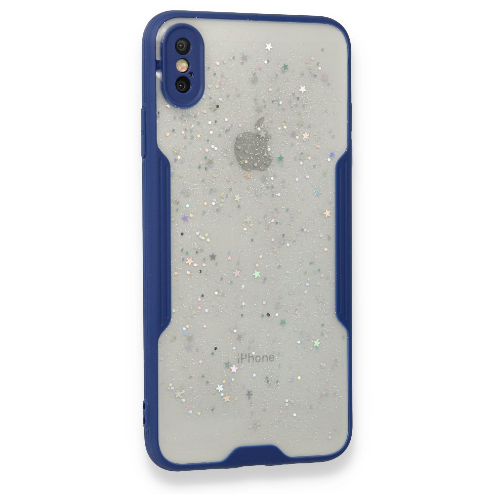 iPhone XS Kılıf Platin Simli Silikon - Lacivert
