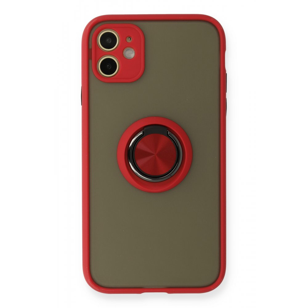 iPhone 11 Kılıf Montreal Yüzüklü Silikon Kapak - Kırmızı iPhone 11 Kılıf Montreal Yüzüklü Silikon Kapak - Kırmızı