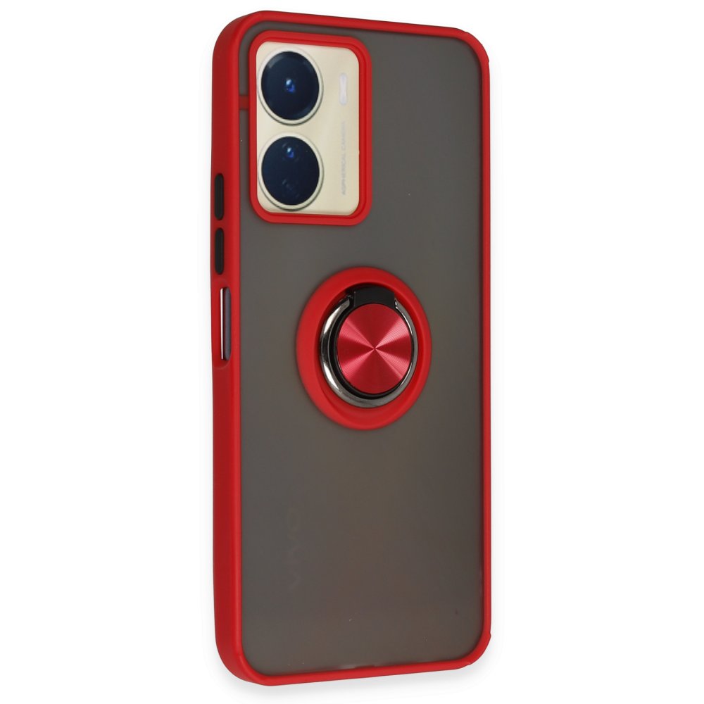 Vivo Y16 Kılıf Montreal Yüzüklü Silikon Kapak - Kırmızı Vivo Y16 Kılıf Montreal Yüzüklü Silikon Kapak - Kırmızı