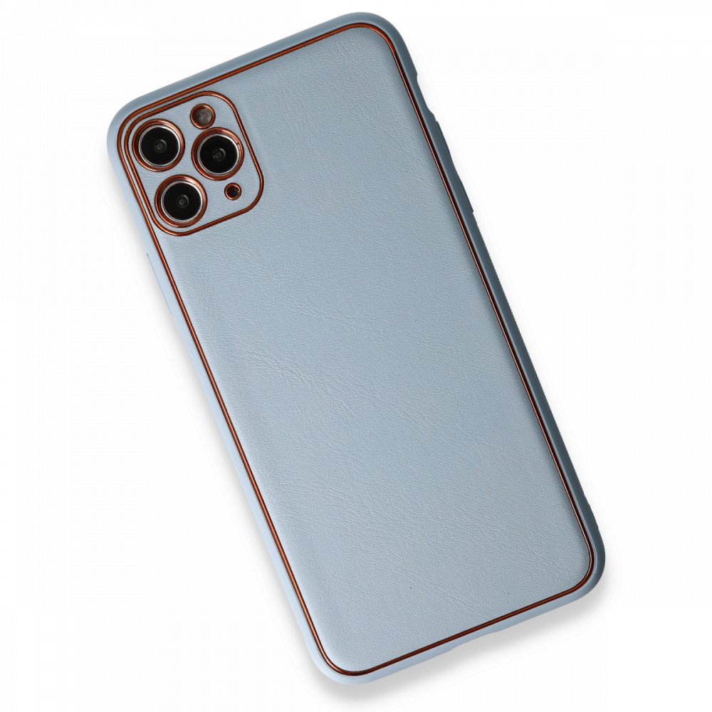  iPhone 11 Pro Kılıf Coco Deri Silikon Kapak - Açık Mavi