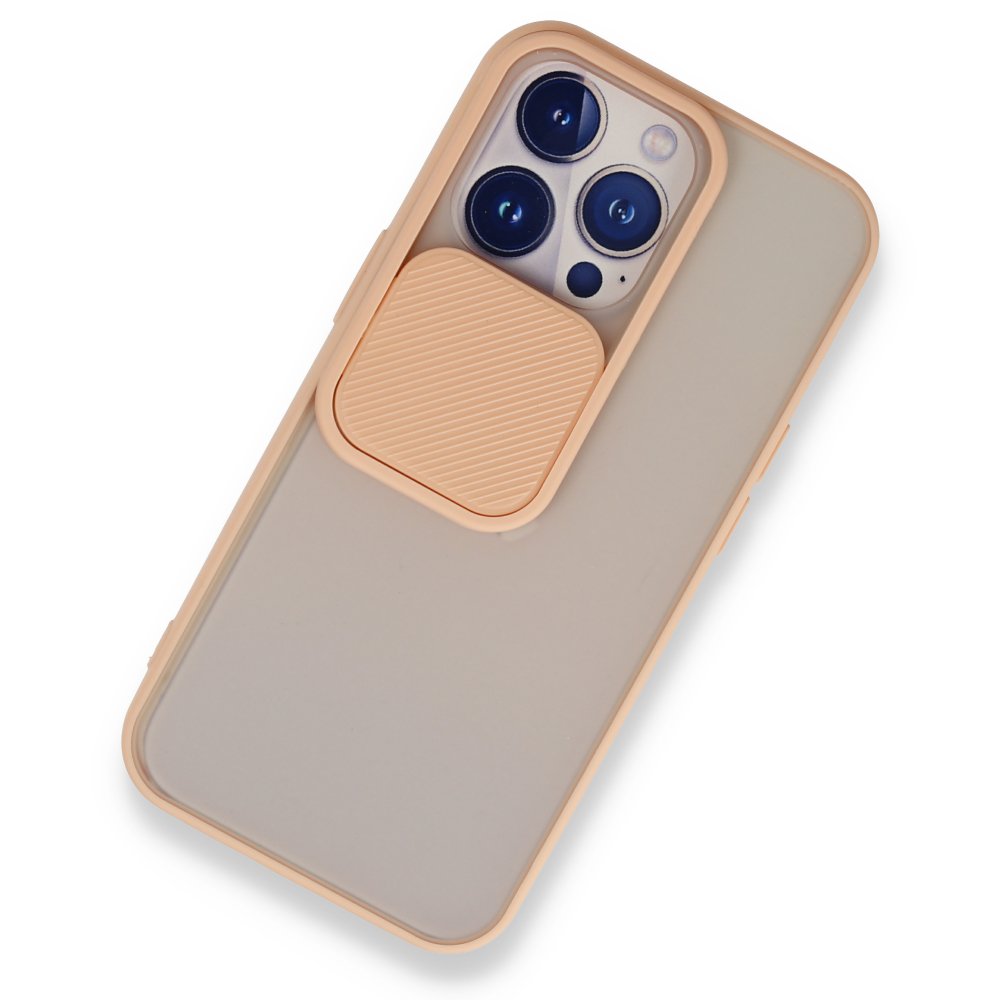  iPhone 13 Pro Kılıf Palm Buzlu Kamera Sürgülü Silikon - Pembe