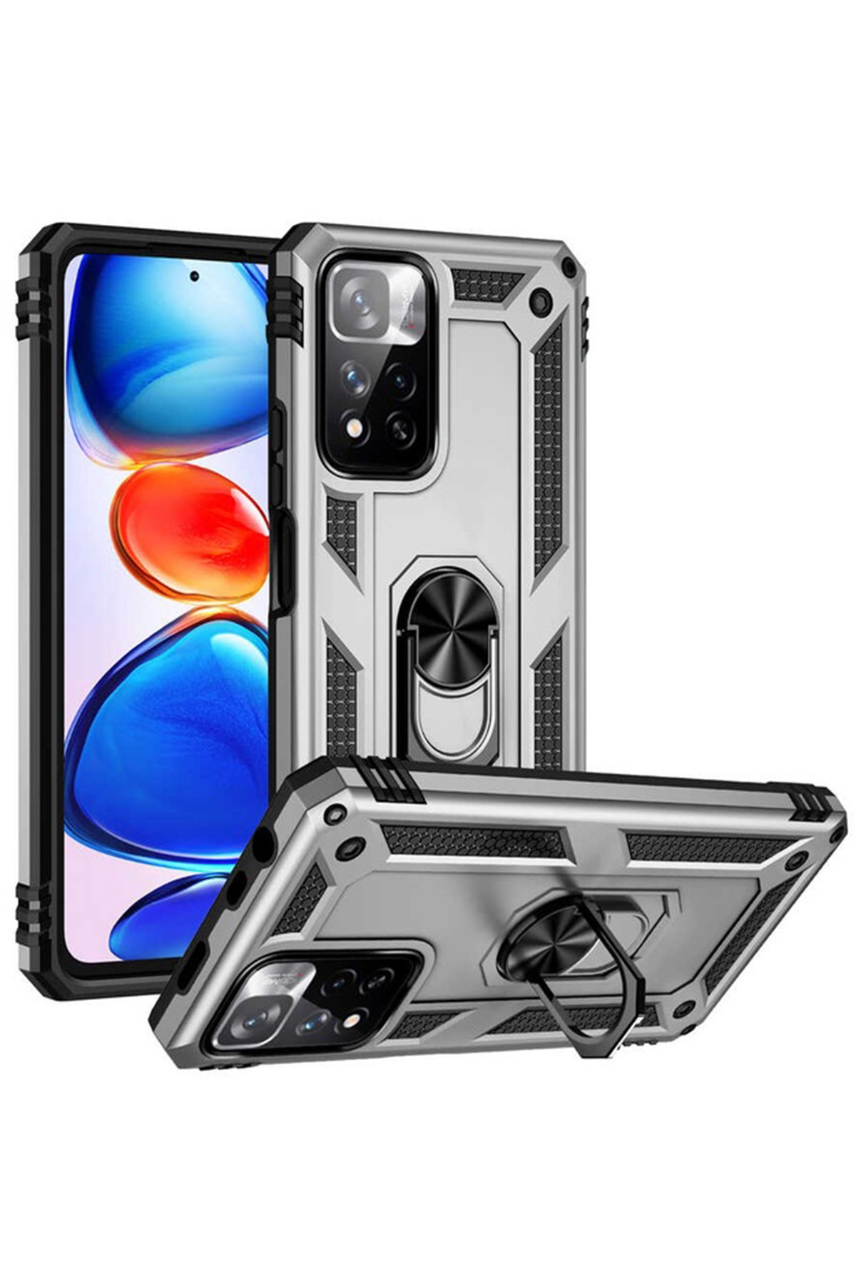 Redmi Note 11 Pro Plus 5G Kılıf Sofya Yüzüklü Silikon Kapak - Gümüş Redmi Note 11 Pro Plus 5G Kılıf Sofya Yüzüklü Silikon Kapak - Gümüş