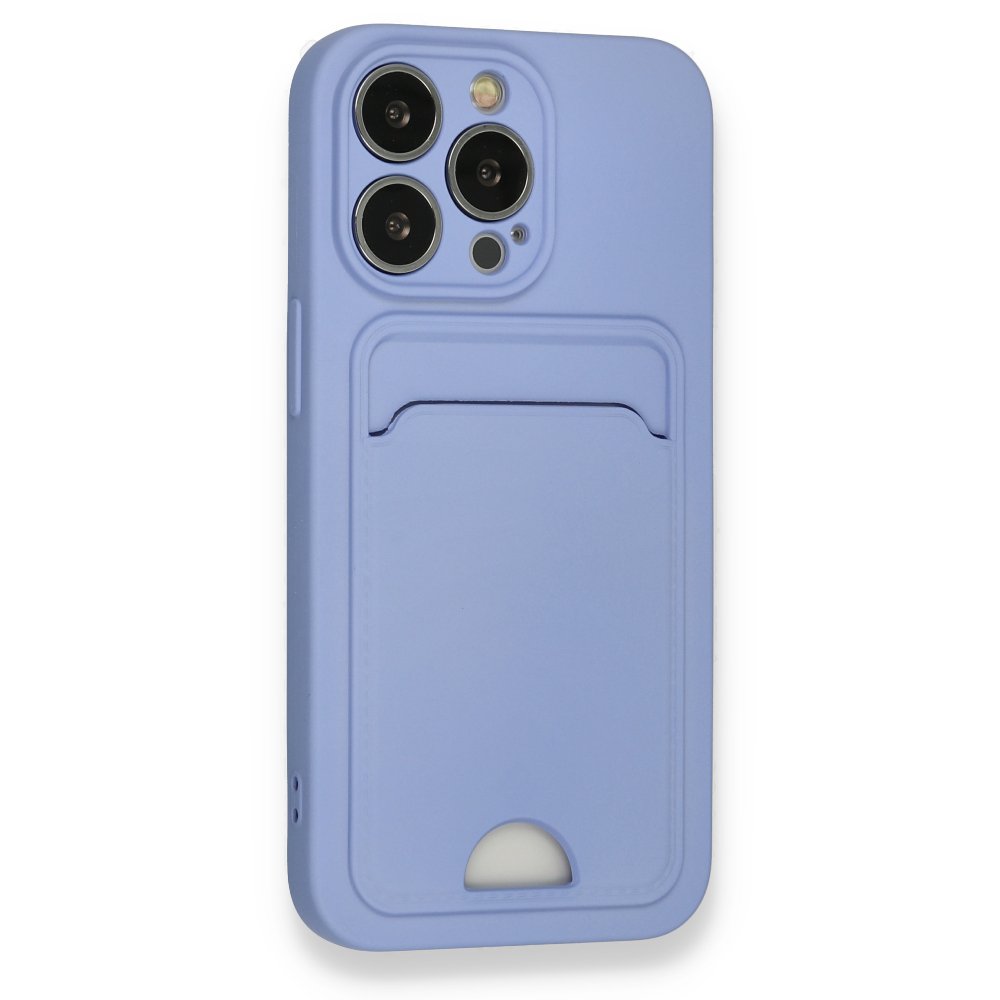  iPhone 13 Pro Kılıf Kelvin Kartvizitli Silikon - Lila