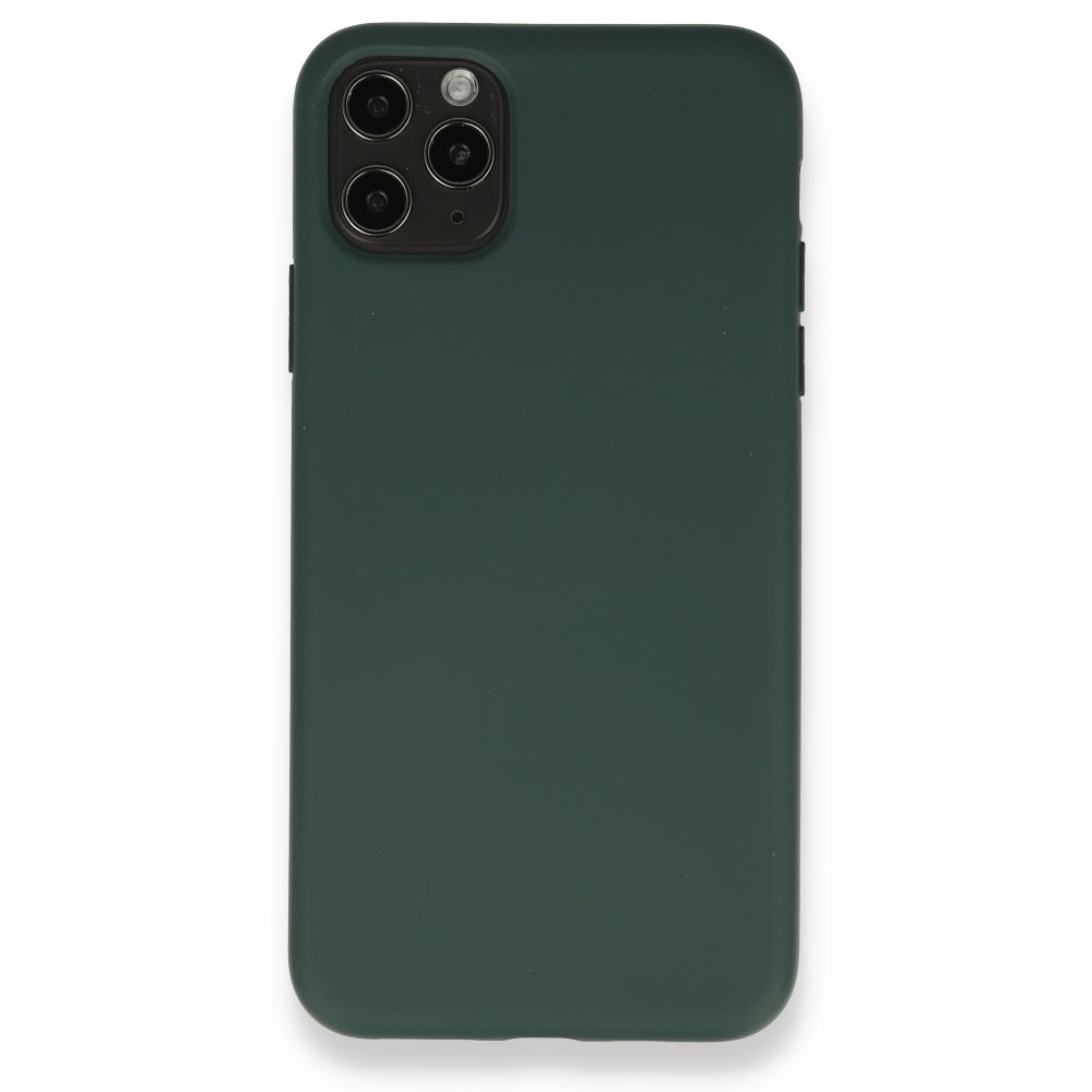  iPhone 11 Pro Max Kılıf Nano içi Kadife Silikon - Koyu Yeşil