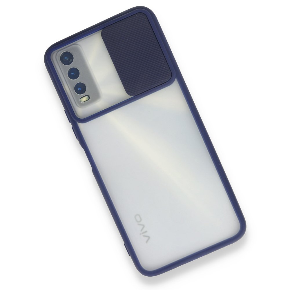 Vivo Y11S Kılıf Palm Buzlu Kamera Sürgülü Silikon - Lacivert