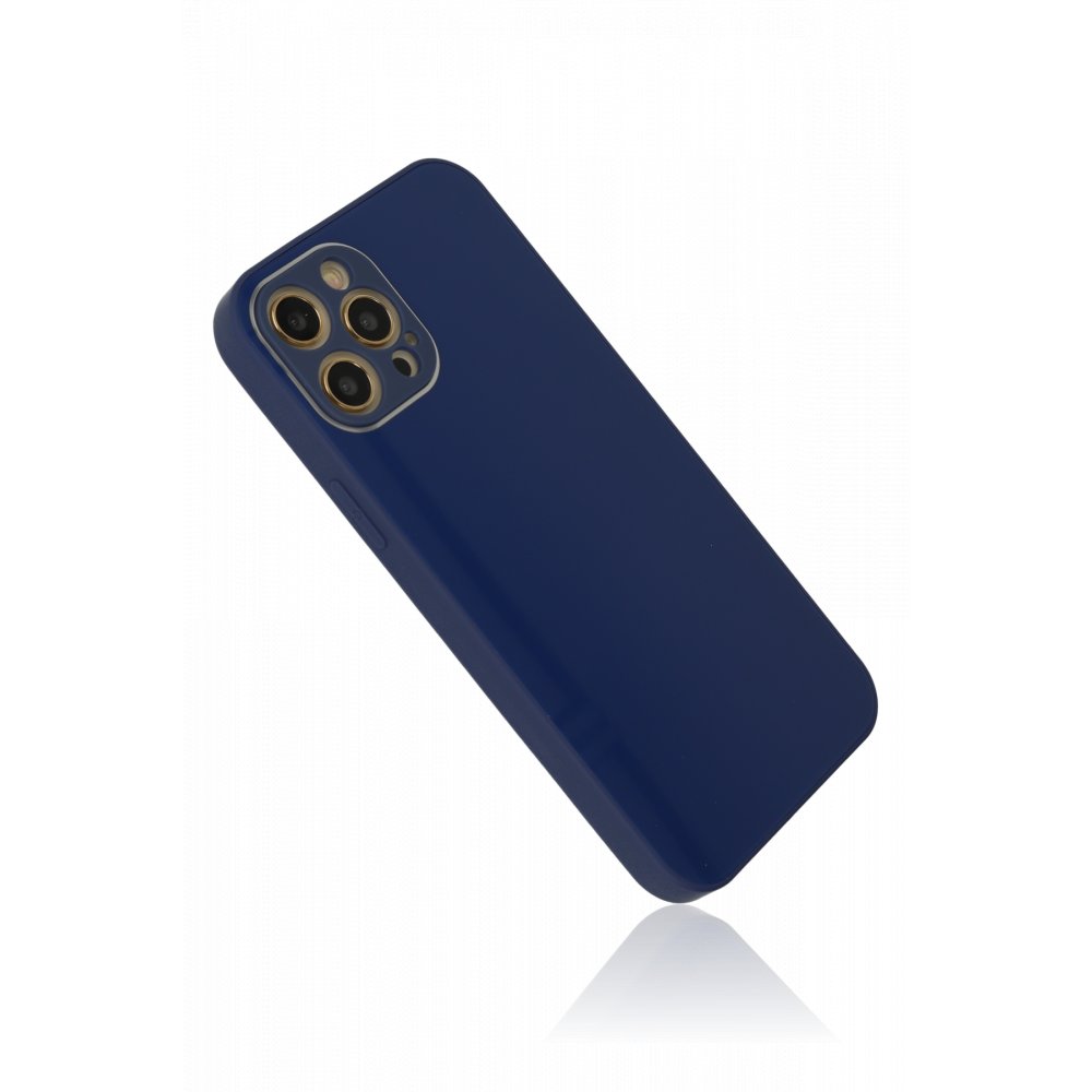  iPhone 12 Pro Max Kılıf Glass Kapak - Lacivert