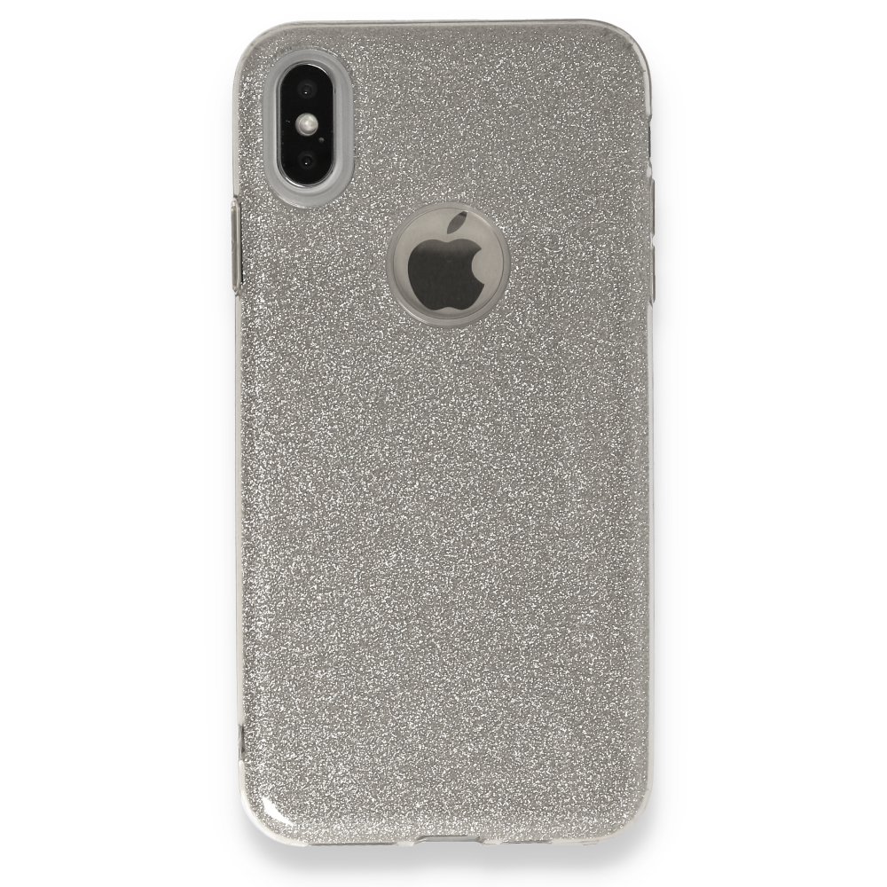  iPhone XS Max Kılıf Simli Katmanlı Silikon - Gümüş