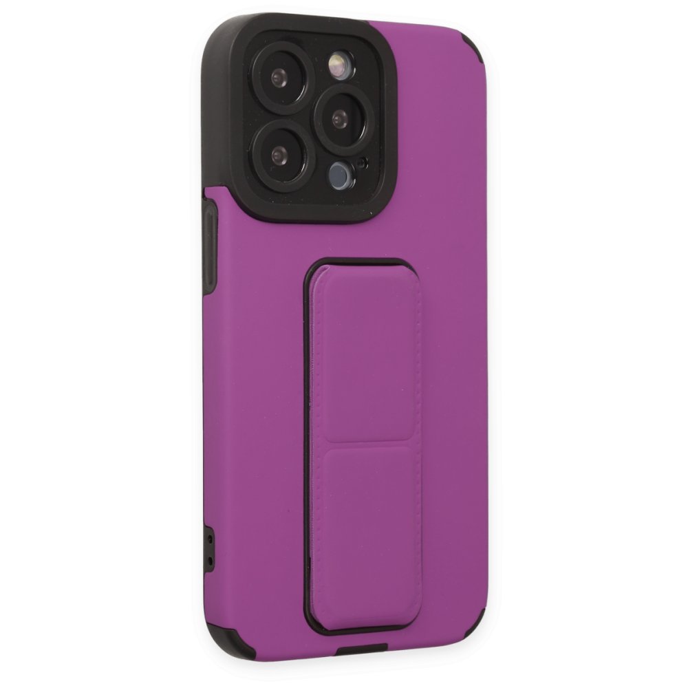 iPhone 13 Pro Kılıf Mega Standlı Silikon - Mor iPhone 13 Pro Kılıf Mega Standlı Silikon - Mor