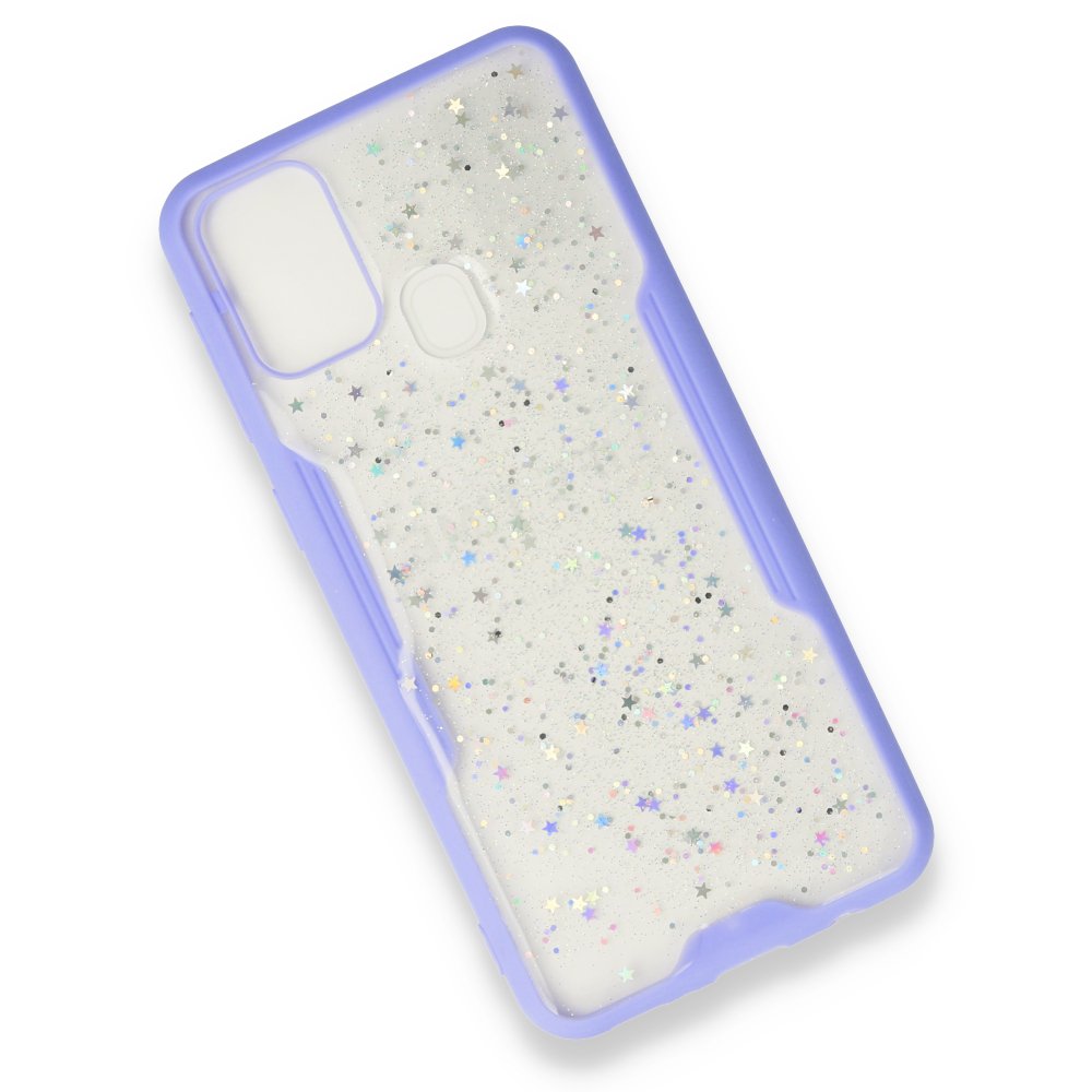  Samsung Galaxy M31 Kılıf Platin Simli Silikon - Lila
